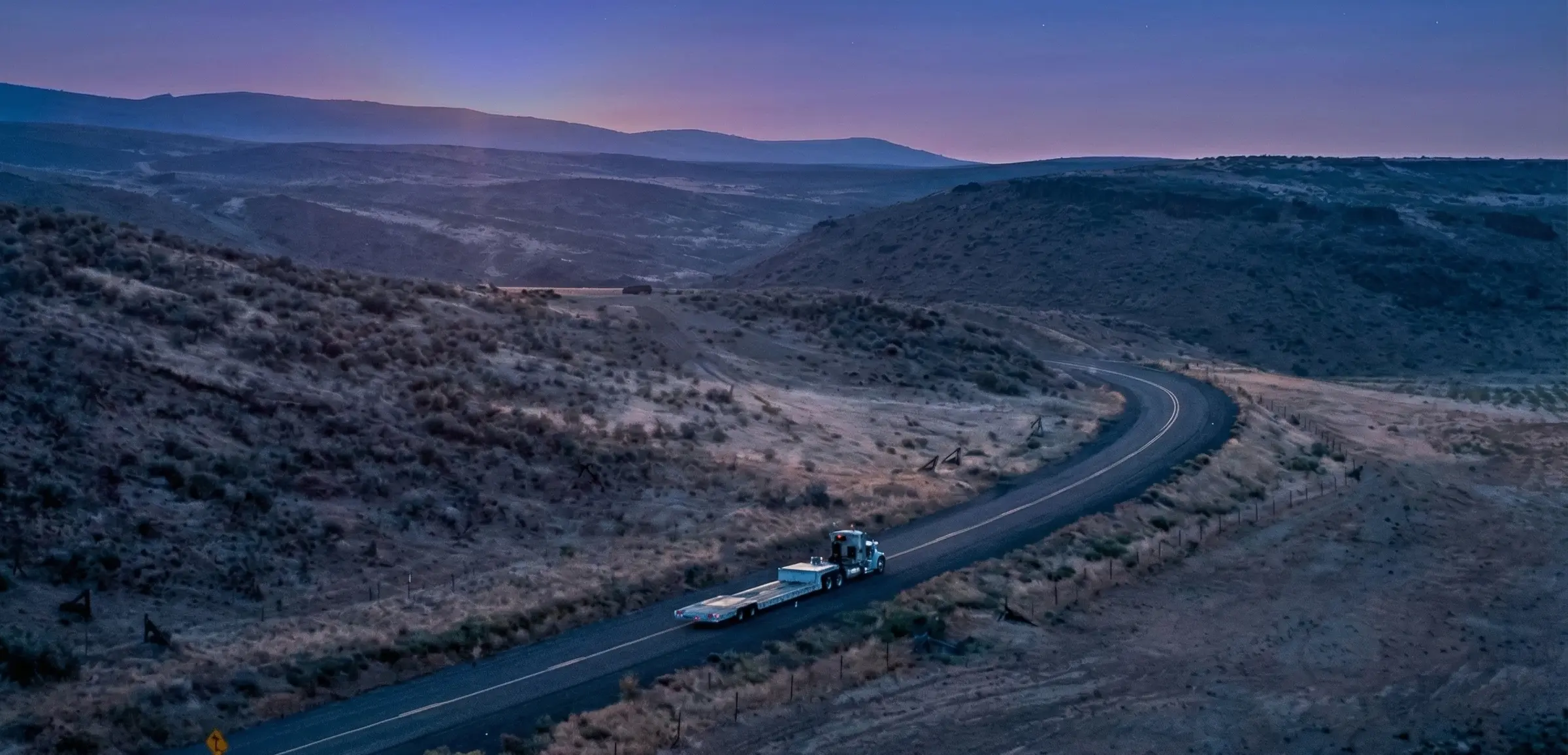 Truck on desert highway